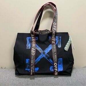NWT Off-White Cotton Canvas Graffiti Printed Large Tote Bag